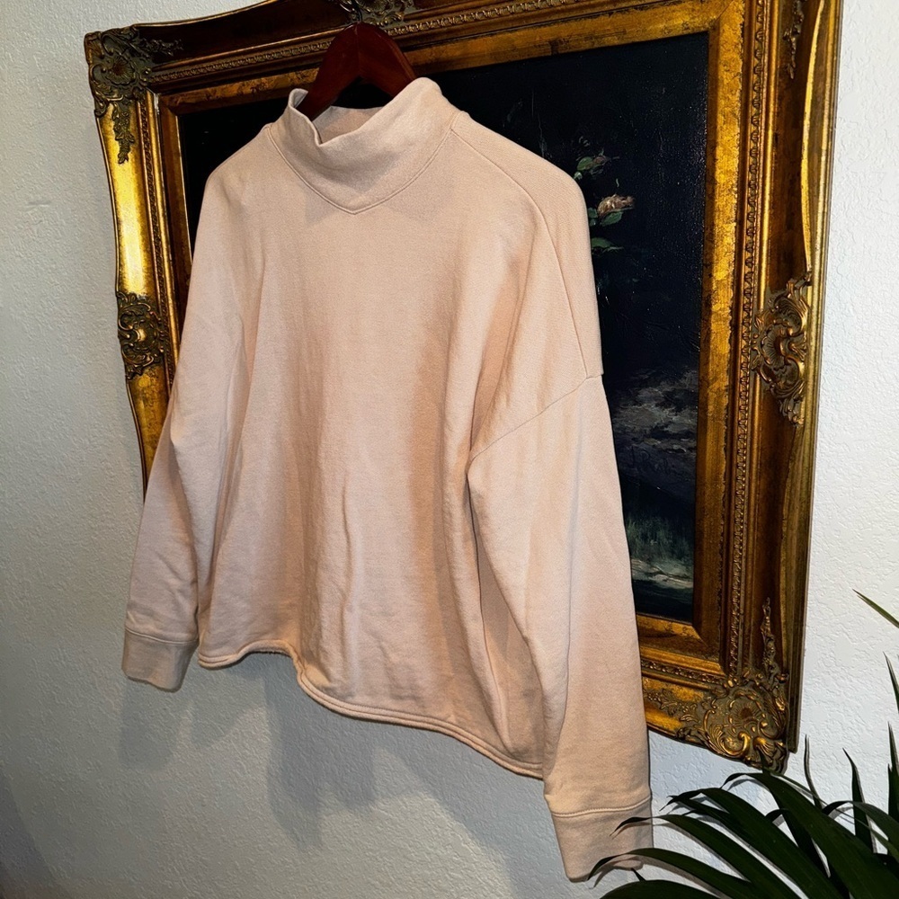 Madewell Mock Neck Cotton & Hemp Pink Rolled Hem Casual Mock Neck Top Size M